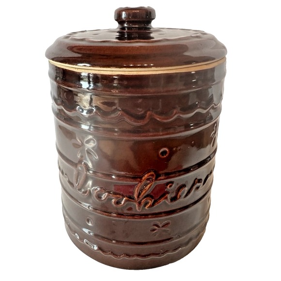 Marcrest Stoneware 1950's Brown Cookie Jar Daisy and Dot MCM Boho Cottage Core - Picture 8 of 10
